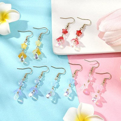 Star & Mushroom Glass Dangle Earrings EJEW-JE06175-1
