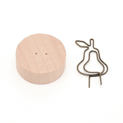 Flat Round Schima Wood Name Card Holder Base AJEW-WH0029-25-1