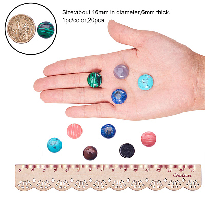 18 Kinds Natural & Synthetic Gemstone Cabochons G-PH0034-24-1