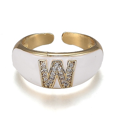 Brass Micro Pave Clear Cubic Zirconia Cuff Rings RJEW-H538-03G-W-1