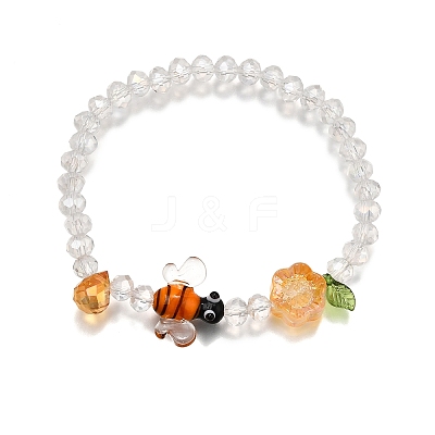 3Pcs 3 Colors Electroplate Glass Beads Stretch Bracelets BJEW-TA00646-1