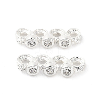 Rack Plating Brass Pave Clear Cubic Zirconia Spacer Bars KK-B088-11C-S-1