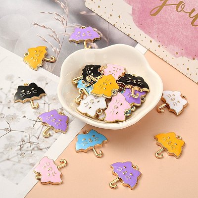 30Pcs 6 Colors Alloy Enamel Pendants ENAM-CJ0002-65-1