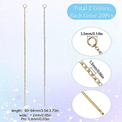 20 Pairs 2 Colors 304 Stainless Steel Earring Findings STAS-SC0004-17-1