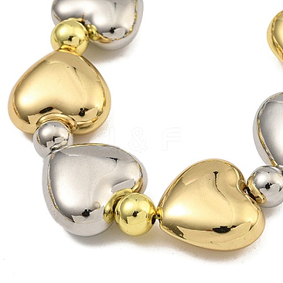Rack Plating Brass Round & Heart Beaded Necklaces for Women NJEW-C059-20G-1