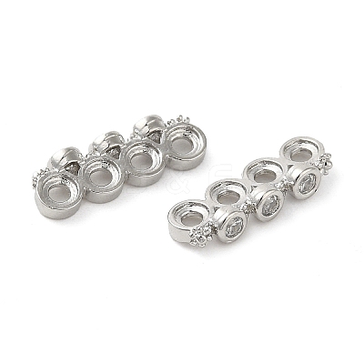 Rack Plating Brass Pave Clear Cubic Zirconia Spacer Bars KK-B088-11C-P-1