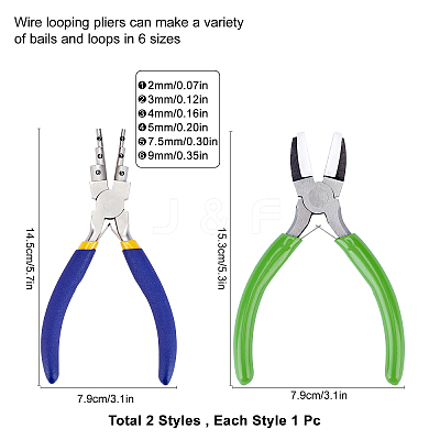 2Pcs 2 Style Jewelry Pliers Kit PT-SC0001-58-1