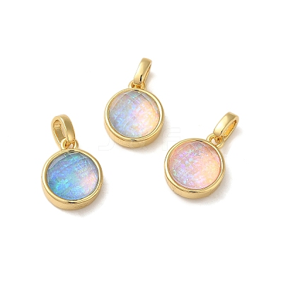 Rack Plating Brass with Synthetic Opal Pendants KK-S370-06G-1
