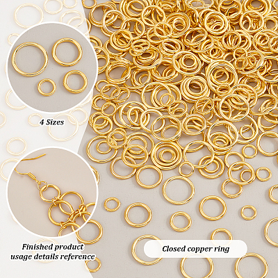 360Pcs 4 Styles Alloy Soldered Closed Jump Rings KK-PH0010-13G-1