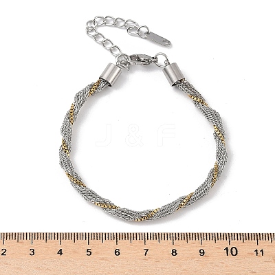 Two Tone 304 Stainless Steel Box Chain Rolled Bracelets for Women Men BJEW-Q028-01GP-1