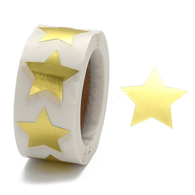 Metallic Foil Star Shape Paper Sticker Labels X-DIY-E023-03-1