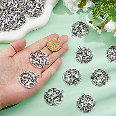40Pcs Tibetan Style Hollow Alloy Pendants TIBEP-FH0001-29AS-1