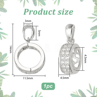 1Pc Rhodium Plated 925 Sterling Silver Enhancer Shortener Bails STER-PH0001-92-1