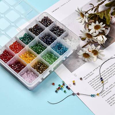15 Colors Electroplate Glass Beads EGLA-JP0002-02B-4mm-1