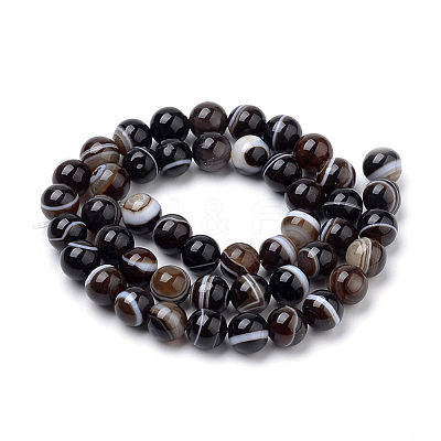 Natural Striped Agate/Banded Agate Beads Strands G-S259-04A-10mm-1