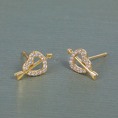 Elegant Cupid Heart Brass Stud Earrings AJ1399-1