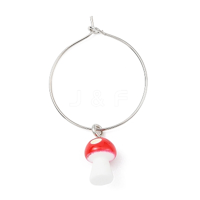 Mushroom Resin Wine Glass Charms Decoration AJEW-JO00231-1