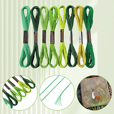 8 Skeins 8 Colors 6-Ply Polyester Embroidery Floss OCOR-CY0002-09C-1