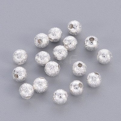 Brass Textured  Round Beads X-KK-EC247-S-NF-1
