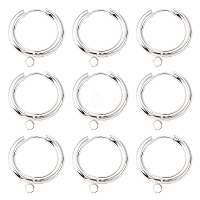 201 Stainless Steel Huggie Hoop Earring Findings STAS-P283-01J-S-1