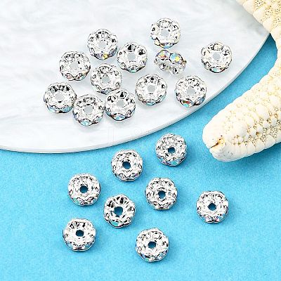 Brass Rhinestone Spacer Beads RB-A014-L6mm-28S-NF-1