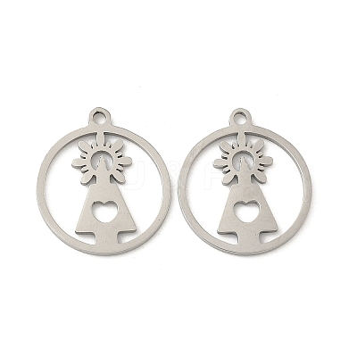 201 Stainless Steel Laser Cut Pendants STAS-P428-10P-03-1