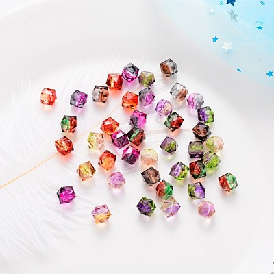 Two Tone Transparent Spray Painted Acrylic Beads ACRP-T005-10mm-26-M-1