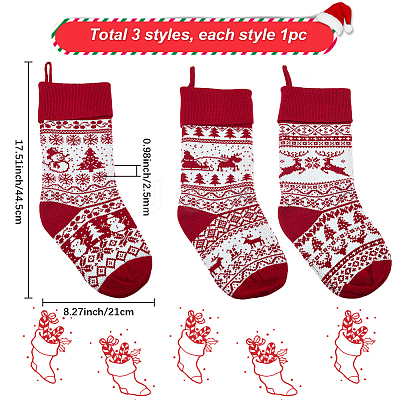 3Pcs 3 Styles Wool Yarn Knitted Hanging Christmas Stockings FEPA-SP0001-04A-1