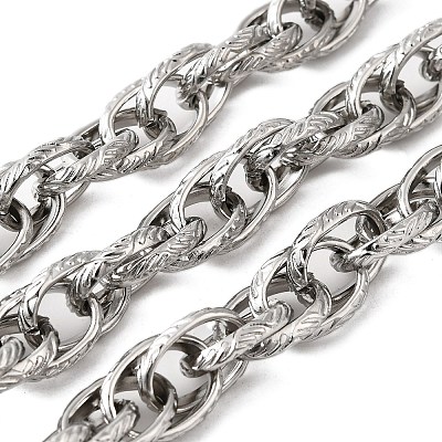 304 Stainless Steel Textured Oval Link Chains CHS-V001-01P-1