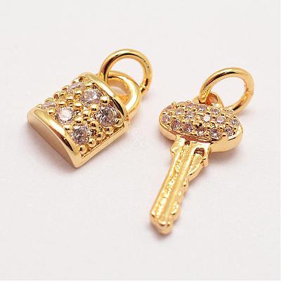 Brass Micro Pave Grade AAA Cubic Zirconia Charms ZIRC-G090-29-NR-1