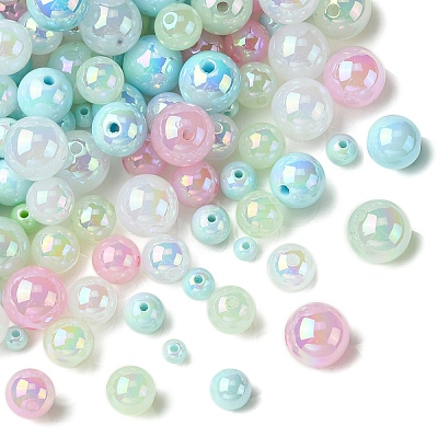 250G UV Plating Rainbow Iridescent Opaque Acrylic Beads PACR-CJ0001-38A-1