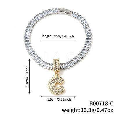 Fashionable Brass Micro Pave Clear Cubic Zirconia Charm Bracelets LS-AF9298-3-1