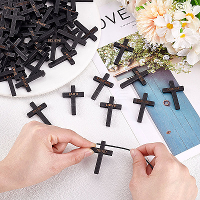 100Pcs 10 Styles Wooden Pendants WOOD-GA0001-93B-1