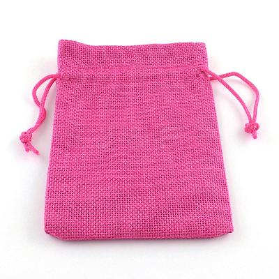 Polyester Imitation Burlap Packing Pouches Drawstring Bags X-ABAG-R005-14x10-M-1