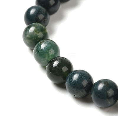 Natural Moss Agate Beaded Stretch Bracelets X-B072-5-1