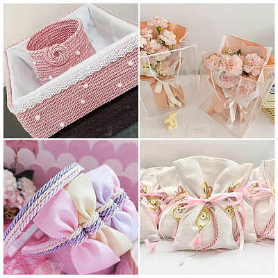 4 Rolls 4 Colors Round Polyester Cord OCOR-TA0003-88D-1