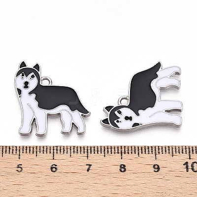 Rack Plating Alloy Enamel Dog Pendants PALLOY-T075-157A-1