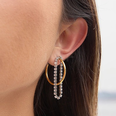 304 Stainless Steel Cubic Zirconia Stud Earrings for Women SD6201-1