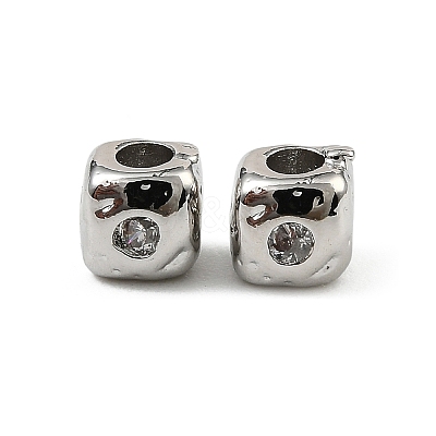 Brass Clear Cubic Zirconia Beads KK-D106-10P-1