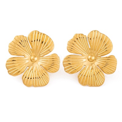 Ion Plating(IP) Flower 304 Stainless Steel Stud Earrings for Women EJEW-L272-031G-03-1