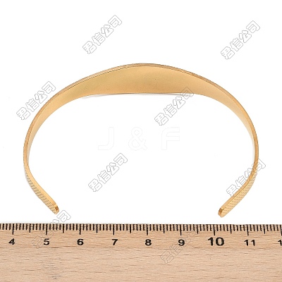 Religion Saint Benedict 201 Stainless Steel Cuff Bangles for Women BJEW-K301-01G-1