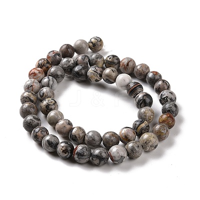 Natural Map Stone/Picasso Stone/Picasso Jasper Beads Strands G-D481-09-1