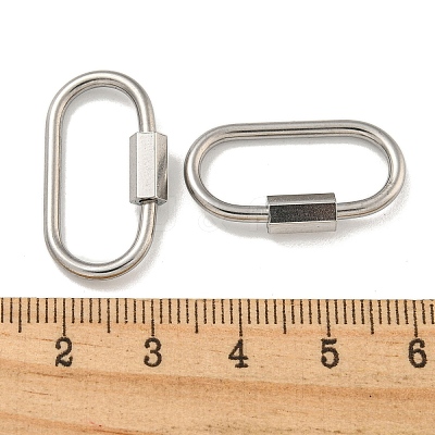 Non-Tarnish 304 Stainless Steel Screw Carabiner Lock Charms STAS-C092-05G-P-1
