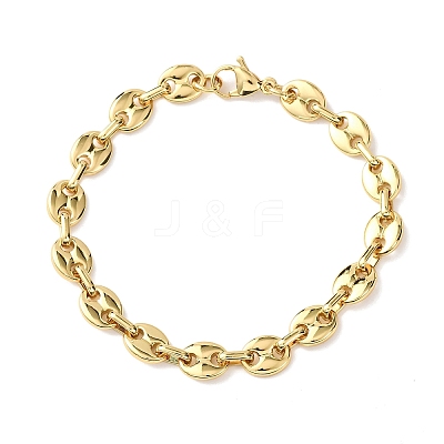 304 Stainless Steel Pig Nose Shape Link Chain Bracelets for Women BJEW-F527-09G-1