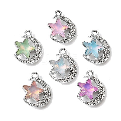 UV Plating Alloy Glass Pendants FIND-K032-25P-1