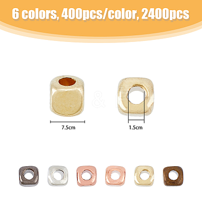 2400Pcs 6 Colors Electroplated CCB Plastic Spacer Beads FIND-HY0001-92-1