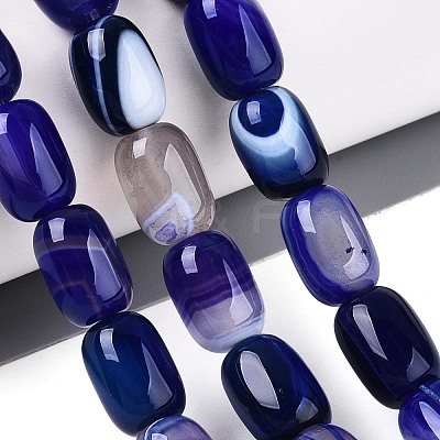 Dyed Natural Banded Agate Beads Strands G-T144-44C-1