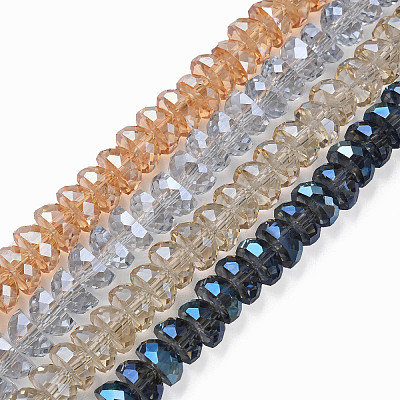 Electroplate Transparent Glass Beads Strands EGLA-N002-37-F01-1