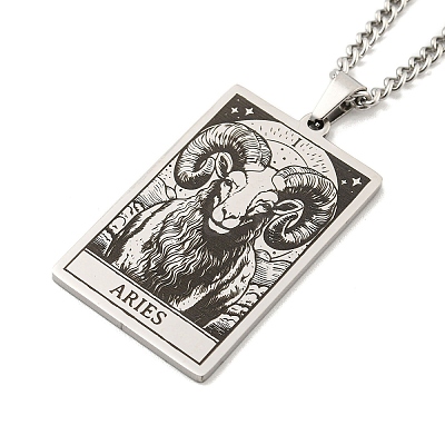 Non-Tarnish 304 Stainless Steel Tarot Pendant Necklaces NJEW-A026-01P-01-1
