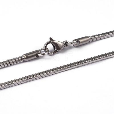 Non-Tarnish 304 Stainless Steel Square Snake Chains Necklaces NJEW-K049-06P-1